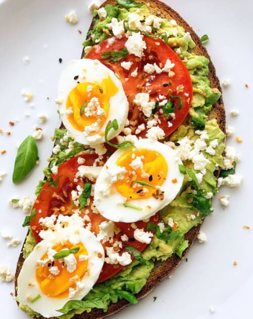 Sourdough Toast with Avocado and Feta Cheese