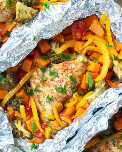 Veggie foil packs for Camping