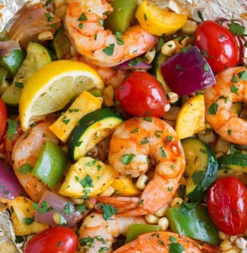 Easy Shrimp Veggie Foil Packets