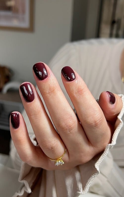 Deep wine color nail